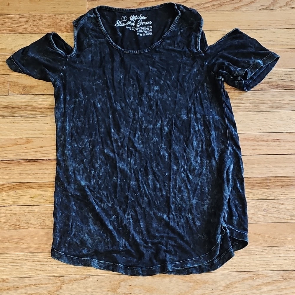 Affliction Black Cold Shoulder Tee